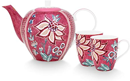 Pip Studio 51020161 Flower Festival Teeset Large Dark pink Set3