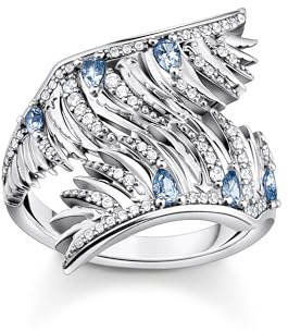 THOMAS SABO Ring Phönix-Flügel mit blauen Steinen silber 925 Sterlingsilber, Geschwärzt