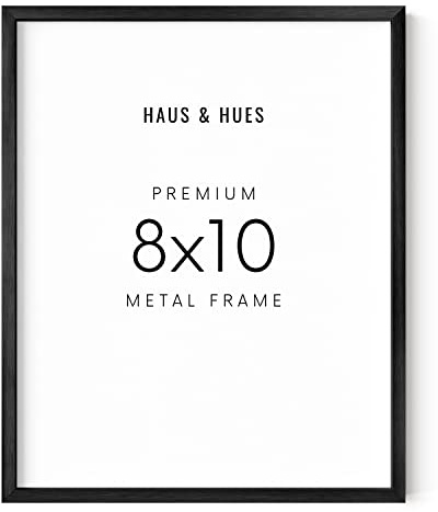 HAUS AND HUES 8x10 Black Picture Frame - Modern Aluminum Wall Art Display - Minimalist, Lightweight 8x10 Black Frame for Art Prints, Photos, Posters - Ready-to-Hang Vertically & Horizontally