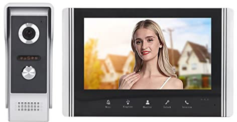 Système D'interphone Vidéo Filaire avec Caméra HD 7 Pouces WiFi Smart Visual Phone Kits de Visiophone, Système D'interphone Vidéo avec Télécommande pour Appartement, Bureau à