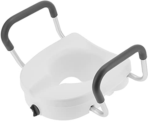 Disability Aid Toilet Seat, Elevated Toilet Seat HDPE Disabled Toilet Seat Riser Heavy Duty Raised Toilet Seat Toilet Accessory with Armrest for Elderly Handicapped Disabled