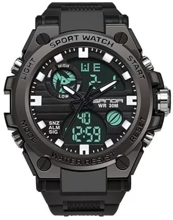 Montre Numérique Pour Homme,Montre électronique Pour Homme, Mouvement à Quartz, Double Affichage, Montre De Sport Numérique Avec Date Lumineuse Lumineuse Pour le Sport En Plein Air, étanche, Gran