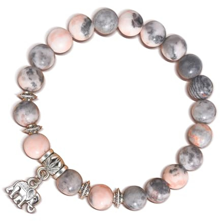TERRISHE Elefant Armband für Damen Mädchen, 8mm Naturstein Perlen Heilarmband, Geschenke für Gute Besserung, Glück Elefant Inspiration Schmuck Geschenk Weihnachts Geburtstagsgeschenk für Frauen (Rosa)