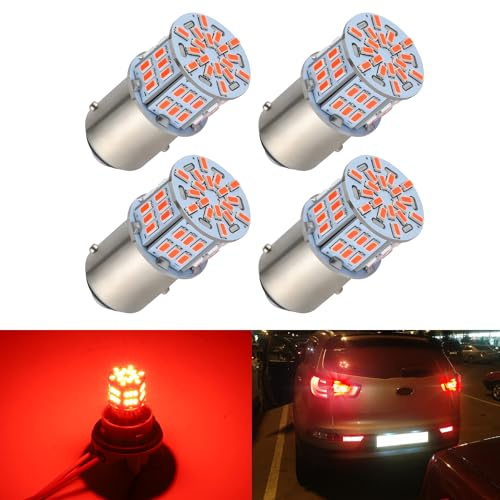 iFunyLED 4PCS 1157 LED Bulb Brake Tail Light 12V-24V Super Bright 2357 2057 7528 BAY15D LED Replacement Light Kit Set for Car Tail Brake Turn Signal Lights - Brilliant Red