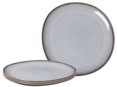 Villeroy & Boch like. by Lave Beige Servierplatten 4er Set, 32 cm, Runder Servierteller mit einzigartiger Glasur, Skandinavisches Design, Steingut, Beige