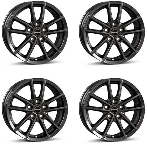 4x Borbet Felgen W 8.0x18 ET48 5x112 mistral anthracite glossy kompatibel mit VW Beetle Caddy e-Golf Eos Golf ID.3 Jetta Passat T-Roc Touran