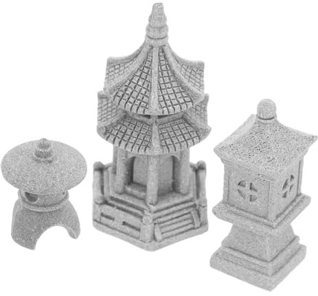 FUNOMOCYA 3stücke Pagoden-gartenstatue Als Landschaftsdekor Gartendekor Minipagode Miniaturpavillon Pavillonstatue Winziges Pavillonornament Simulationspagodenmodell Für Draußen