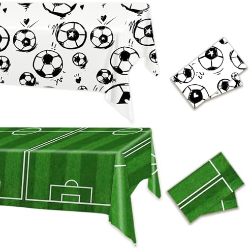 Fussball Tischdecke, WM 2026 Deko Fussball Geburtstagsdeko Tischdeko, Soccer Sport Partytischdecke Tischtuch für Fussball Geburtstag Deko Junge, Fußball Events Party Dekoration, 130 * 275cm (2 Stück)