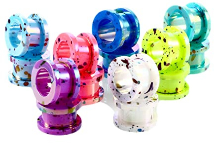 Calefee Flesh tunnel 2–12 mm, örhängen plugg akryl 14 stycken, expander öronpiercing flerfärgad tunnel med skruvlock och punktmönster, 8mm, Akryl, Ingen ädelsten