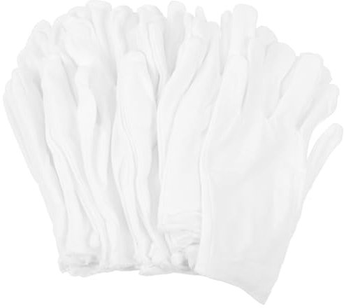 Beatifufu Washable Cotton Hand Gloves 12 Pairs White Elastic Cotton Hand Covers XL Size for Watch and Jewelry Inspection