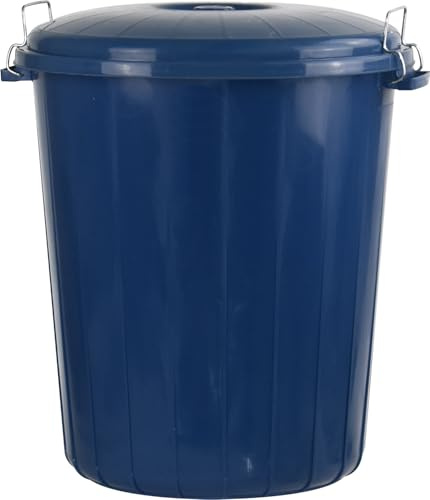 LAVV HOUSEWARES LTD 50L Large Plastic Outdoor Garden Waste Rubbish Dust Bin with Locking Lid Blue