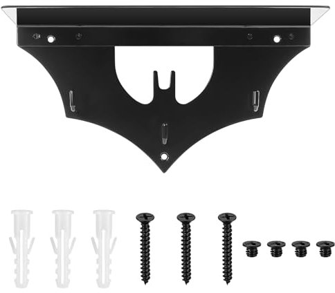Wandregal Metall Schwarz, Regal Wand, Schlüsselhalter Schlüsselbrett mit Ablage, gotischem Fledermaus Wandregale Schlüsselboard mit 3 Haken für Wohnzimmer Schlafzimmer Büro Badezimmer Küche