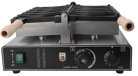 Gaufrier Banane 1800 W, 5 Moules Double Face Antiadhésifs, Machine de Cuisson Commerciale Rapide, Poignée Anti-brûlure Sûre, Conception Saine en Acier Inoxydable, Temps de (Prise
