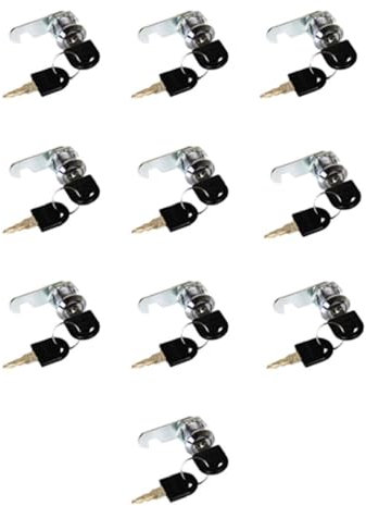 TOP-VIGOR Lot de 10 verrous à came de sécurité de 25 mm, serrures de boîte aux lettres de sécurité avec 20 clés pour placard, tiroir, armoire, boîte aux lettres et boîte à outils, avec clés identiques