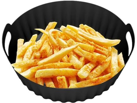 Air Fryer Silicone - Air Fryer Liners | Pot de silicona para freidoras de aire | Accesorios para airfryer Liner Foldable Baking Rack Moulds Round Basket Air Fryer Pan Food Grade Silicone Pot
