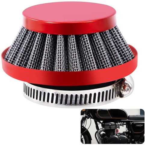 Tunejoy Filtro de Aire Moto 42mm Filtro de Admisión de Aire de Motocicleta Universal para 47cc 49cc ATV Motocross Ciclomotor Pocket Bike Scooter Quad Rojo