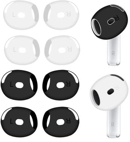 4 paia Cuscinetti auricolari di ricambio per Airpods 4, antiscivolo, antigraffio, accessori sportivi ultra sottili in morbido silicone, copertura per auricolari AirPod 4a generazione adatta alla