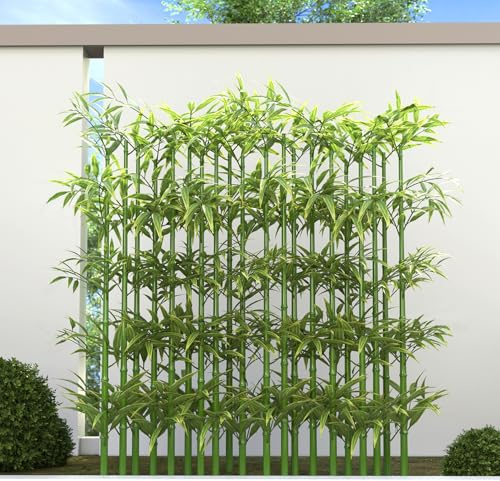 GOOFCXO 5ft Fake Bamboo Plant 10 Pack, Artificial Privacy Plants Indoor Outdoor Faux Bamboo Plant Privacy Trees with Silk Leaves for Garden Fence Courtyard Entrance (5ft / 150cm)