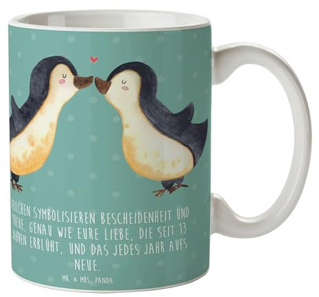 Mr. & Mrs. Panda Tasse 13. Hochzeitstag Veilchenhochzeit - Geschenk, Treue, Hochzeitsgeschenke, Tasse Motive, Kaffeetassen, romantische Geschenke,