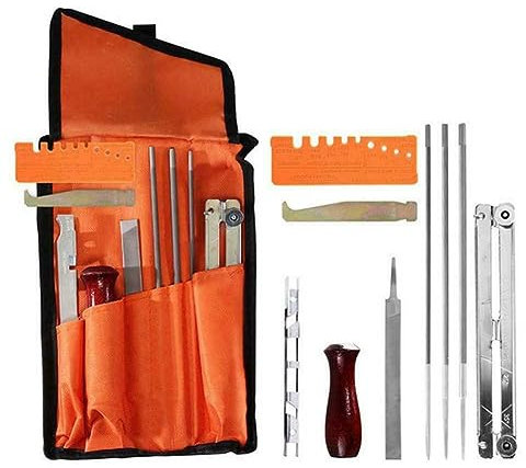 Jrifedptry Kit universale per affilare il campo della motosega, affilatrice per motosega, lime rotonde, lima piatta, lima per motosega
