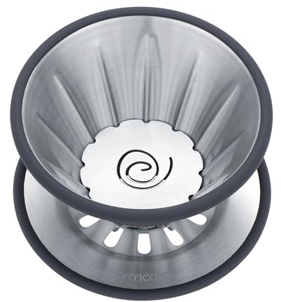 Normcore 2-i-1 Pour Over Coffee-droppare, enkel kopp rese-kaffedroppare, använd V60 och vågfilter papper kaffebryggare, 304 rostfritt stål, silver