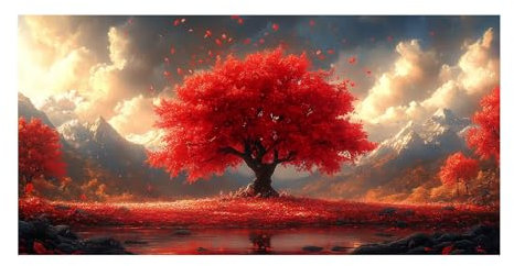 TODOAA Astratto Quadri Soggiorno Grande Albero della vita, Opere d'arte dell'albero rosso Moderni Stampe Su Tela -Camera Da Letto Bagno Cucina Ufficio Pranzo - 70x140cm Non incorniciato(rosso)