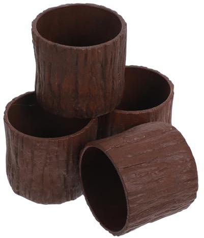FONDOTIN Macetas de Imitación Madera para Suculentas, 4 Unidades, Jardineras Decorativas para Balcón o Mini Jardín, Contenedores Versátiles de PP