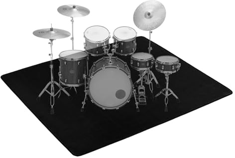 OUUTMEE 120 x 160 cm, tappeto per batteria antiscivolo, tappetino per esercizi per batteria elettronica, accessori per batteria jazz, protezione del pavimento (nero)
