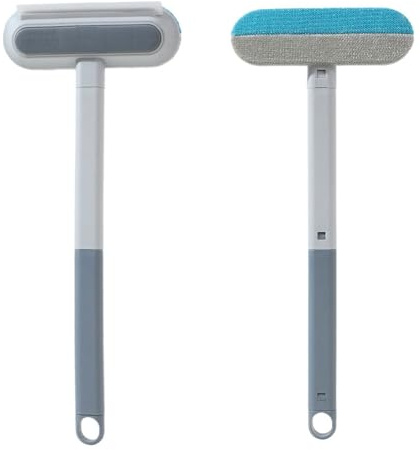 Pet Hair Remover 4-in-1 Extra Long Handle - 17 Cat & Dog Hair Removal Tool for Couch, Carpet, Clothes, Bedding, Tile, Floors, Car, Windows