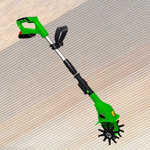 SHEUAO Motobineuse Électrique,20V Motoculteur Électrique sans Fil avec 2000MAH Batterie,Interrupteur À Double Sécurité, 10CM Largeur Et 10CM Profondeur, pour Jardinage Et Cultivate,Green
