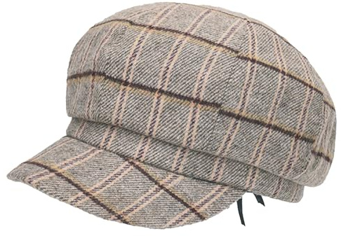 Rayson Berretto Donna Invernale Newsboy Hat Interno in Seta con Coulisse Cappello Donna con Visiera Stripes Elegante Cappelli Ottagonale Classico(Beige, Taglia Unica)