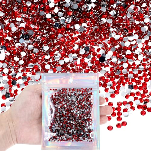 LXUEJIE 3000 Stück 4mm Harz Strasssteine, Strasssteine zum Kleben auf Stoff | Pailletten Verzierungen, für Nägel Kleidung Tassen, Flaschen DIY Handwerk Dekoration, Rot