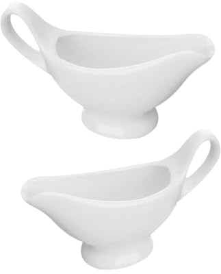 Recipientes para Salsa Gravy de Cerámica Color Claro 2 Piezas con Asa