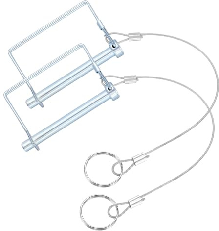 PATIKIL 2 Pcs Trailer Coupler Pins, 5/16 x 1-9/16 (8mm x 100mm) Square Shaft Locking Pin with Ear Extended Cord Quick Release Ring Round Arch Wire Retainer for Farm Trailers Hitches