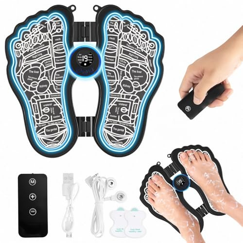EMS Fußmassagegerät 2025 Upgrade Fussmassagegerät Elektrisch, Fördern Die Durchblutung Reduzieren Muskelschmerzen, 8 Modi und 19 Levels mit Fernbedienung massagegerät.