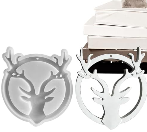 Stampi per resina a forma di alce | Stampi in silicone a forma di testa di cervo – Stampo antiaderente a forma di animale per Natale, gesso, sapone, ciondolo in resina epossidica, candela artigianale
