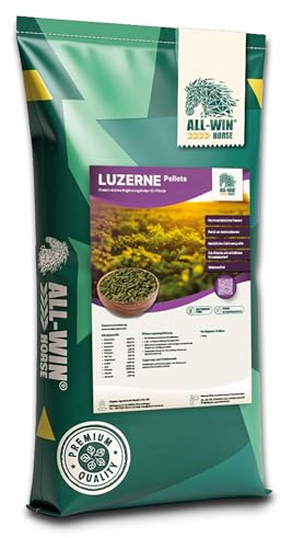 ALL-WIN Horse Luzerne Pellets 20 kg | eiweißreiches Ergänzungsfutter für Pferde | für Muskelaufbau & Kondition | getreidefrei & melassefrei | natürliche Calciumquelle | ohne Zuckerzusatz