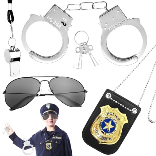 Lets Joy Policía Juguete Kit, Accesorios Disfraz-Policia, Placa de Policía, Juguete de Juego Rol, Juegos de Policiales de Carnaval Cosplay Accesorios
