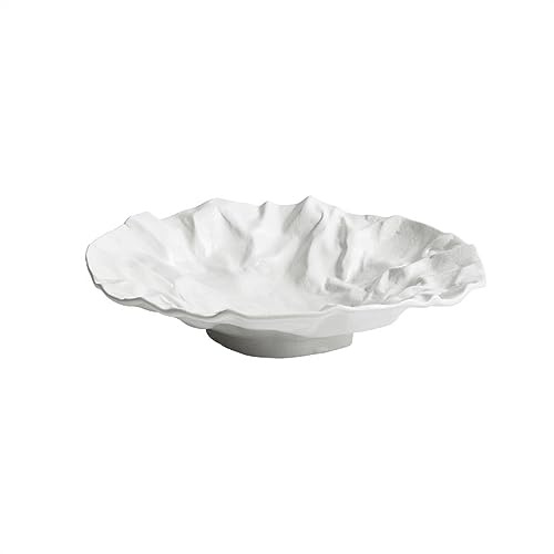 Platos modernos plato hondo rugoso creativo vajilla de cerámica de color sólido para ensalada de frutas postres para la casa (B,9inch)