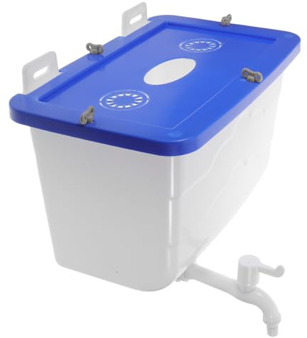 HONITANO Tanque de Agua Montado Pared para Baño y Salón, Plástico Resistente, Capacidad Media 12.5 L, Diseño Cuadrado con Tapa, Dimensiones 35x30x30 Cm, Adecuado para Lavado y Ducha