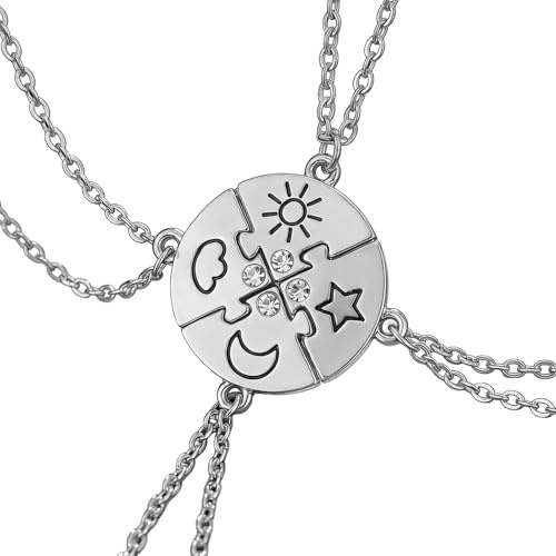4 Pezzi Collana dell'amicizia per 4 Ragazze Migliori Amiche, Collane Bff per 4, Collana Best Friends in Argento, Gioiello Personalizzato alla Moda, Regalo per Donne per Laurea, Compleanno, Natale