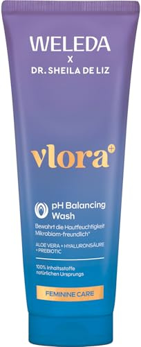 Weleda Vlora+ pH Balancing Wash 200 ml vegan Intimpflege Waschgel | Aloe Vera Hyaluronsäure Inulin Präbiotikum, pH balancierend, beugt Gerüchen vor, auch Intimrasur geeignet, Schwangerschaft