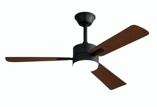 ZMISHIBO Ventilador de techo 106cm con luz, 3 aspas color nogal, 6 velocidades, 3 temperaturas de luz, control remoto y APP, giro reversible, temporizador, regulable 10%-100%, memoria, ABS, instal
