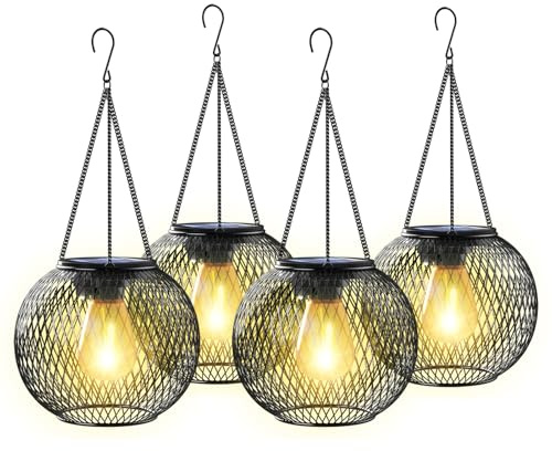 KagoLing Solarlampen für Außen Hängend, 4 Stück Metall Solarlaterne