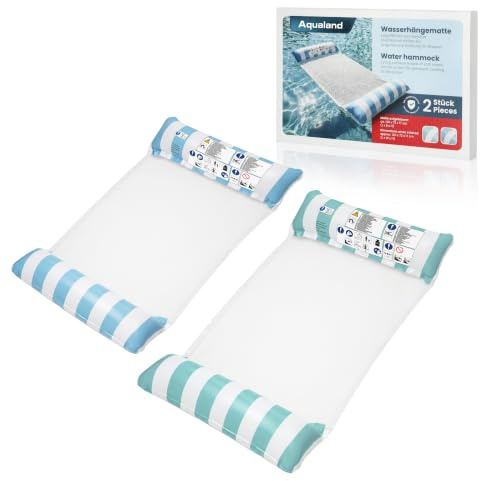 Aqualand Pool Hängematte 2er Pack - Aufblasbare Wasserhängematte Luftmatratze mit Netz - Pool Zubehör für Erwachsene