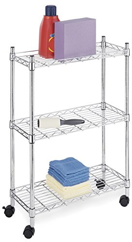 Whitmor 3 Tier Shelving Unit, Metal Storage Shelves, Adjustable Heavy Duty Shelf with Wheels , 400 lbs Capacity per Shelf, 1200 lbs Total for Home, Garage, Workshop, 23L x 13W x 30H, Chrome