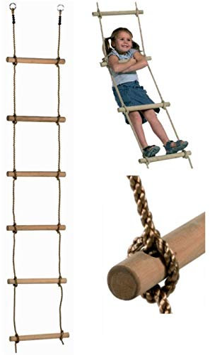 Loggyland Spielzeug-Strickleiter 6 Sprossen schwer Turngerät Holz ca. 210cm