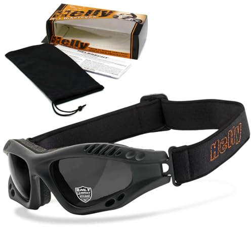 HELLY® - No.1 Bikereyes® | Motorradbrille, Bikerbrille, getönt | winddicht, gepolstert, beschlagfrei, HLT® Sicherheitsglas | TOP Tragegefühl bei langen Ausfahrten | Motorradbrille: 1325-a (smoke)