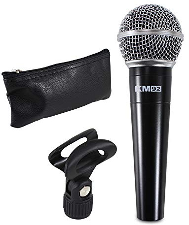 Studiomaster KM92 Wired Balanced Cardoid Vocal DJ Microphone inc 5m Cable Stand Clip Protective Case
