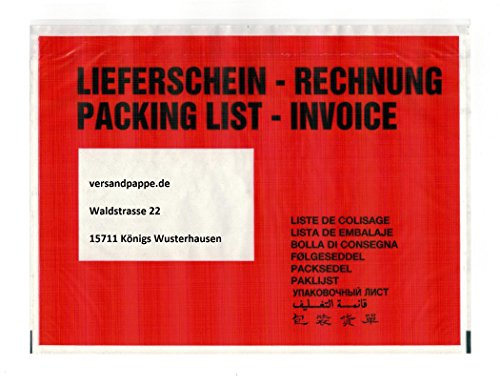 1000 St. selbstklebende C5 Dokumententaschen 235 x 175 mm Lieferscheintaschen Rechnungstaschen